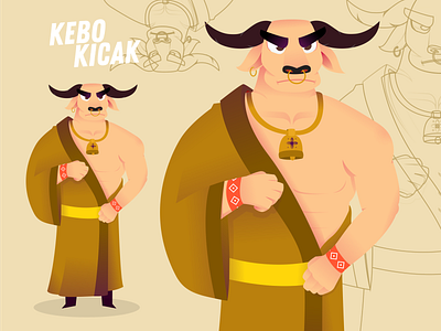 Kebo Kicak character coreldraw design illustration indonesia kebokicak mascot minimalism vector