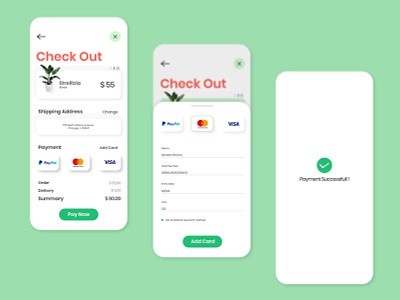 Plantopia Payment Checkout Page app bank cart check out clean credit card payment debit card design graphic illustration interaction interface mastercard minimal payment paypal plant app ui ux visa