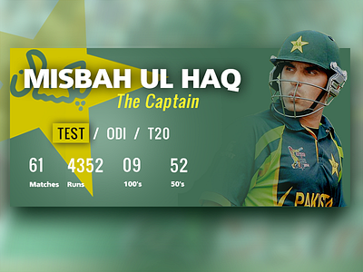 Player Card card cricket green interface modern pakistan person player sports stats team ui