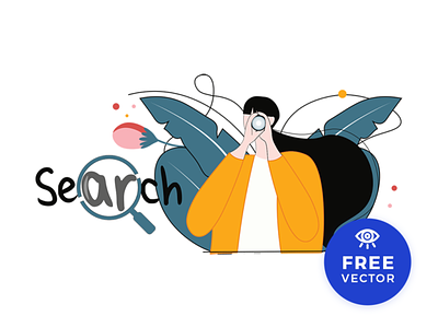 Search Illustration Free Vector design download freebie freebies girl illustration search ui vectorforfree