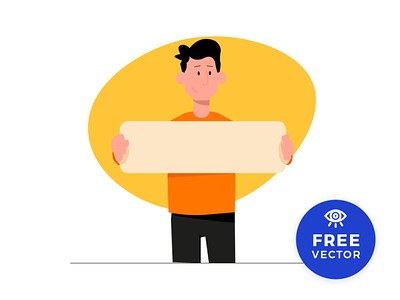 Guy With Board Free Vector banner board design download freebie freebies illustration ui vector