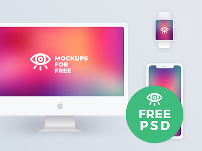 Apple Product Mock up free psd imac iphonex iwatch mockup