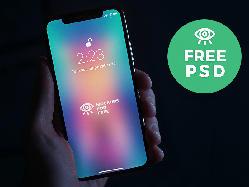 Iphonex in Hand Mockup free psd freebie mobile screen iphone x mockup