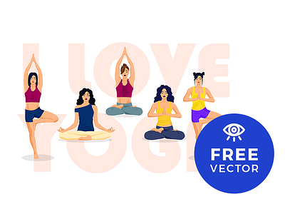 Set Of Yoga Positions / Free Vector freebie freebies illustration vector vector art yoga
