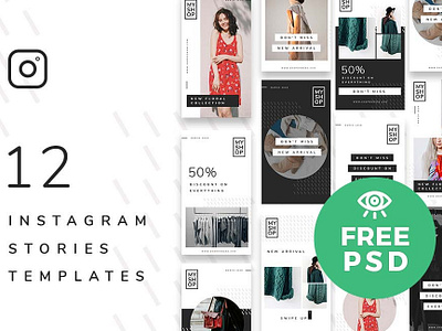 12 Shop Instagram Stories Template / Free PSD