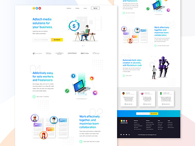 Rocketium homepage design branding digital art illustration ux vector web