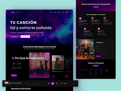 The Big Sound: Music Services Landing Page 2021 trend branding design graphic design landing page ui uidesign user experience user interface ux design