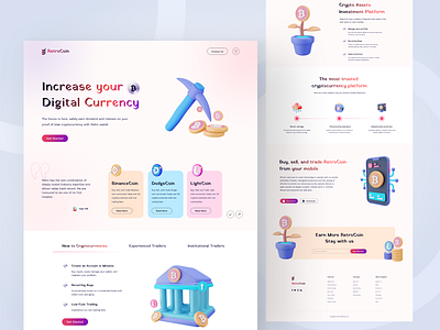 Retrocoin Landing Page : Light Version 3d bitcoin branding crypto design design ui graphic design landing page lightcoin ui uidesign user experience user interface ux design web app web design webapplication website design