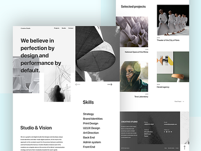 Creative Studio Landing Page agency branding design design ui landing page landing page minimal minimal branding minimal design minimal ui typography ui uidesign user experience user interface ux design web ui