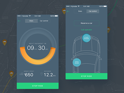 Carsharing — dashboard & car control auto car rent car share car sharing carsharing ios kiev odessa rent ukraine user experience user interface