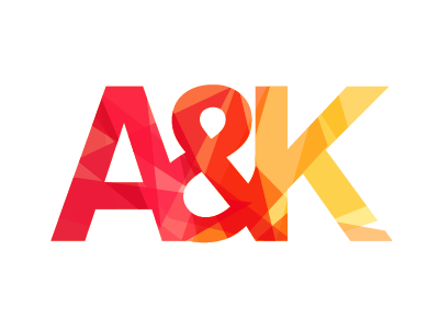 Logo for A&K Studio angles bold colorful geometric identity logo pattern warm