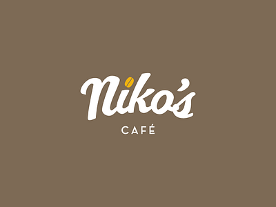 Niko's Coffee Logo branding cafe coffee coffee bean identity logo script typography