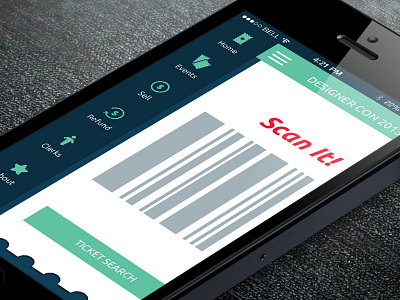 Ticket Taker mobile app design events icons ios mobile mobile app scan sell side menu tickets ui ux