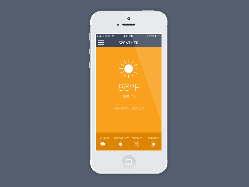 Weather screens app colorful ios mobile mobile app night simple sunny travel weather