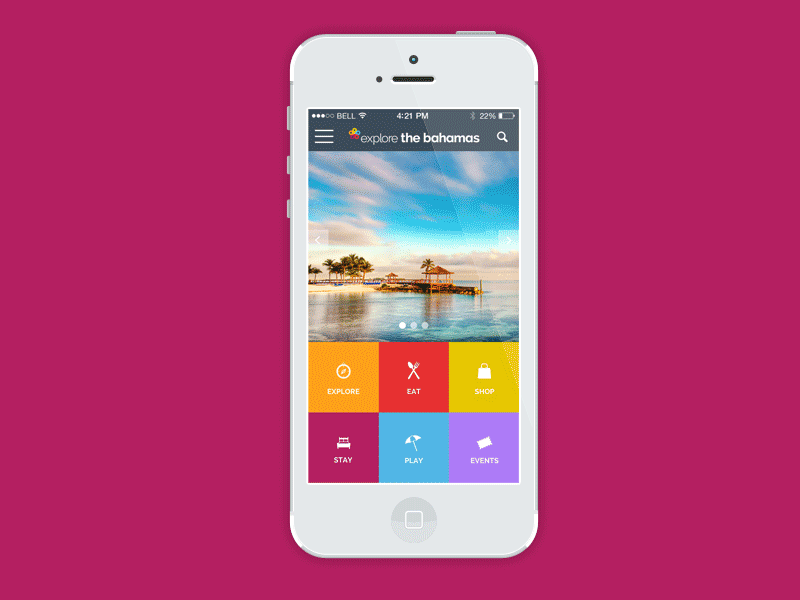 Exploring the islands of the Bahamas app bahamas color icon ios list mobile simple travel ui ux
