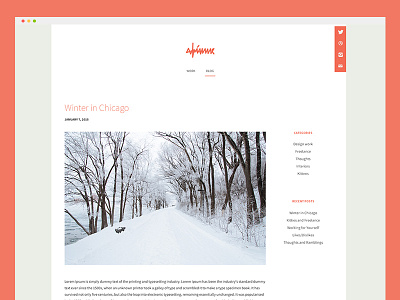 Blog design adrianne blog design flat portfolio simple template ui