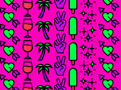 Girl Power bright colors funky girl power hot pink magic neon palm tree pattern popsicle wine women