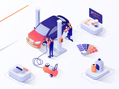 Car Painting | Isometric illustration