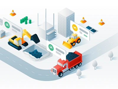 Isometric Illustration 3d app building car design excavator illustration illustrator isometric isometric art isometric design isometric illustration iu tractor truck uiux ux vector