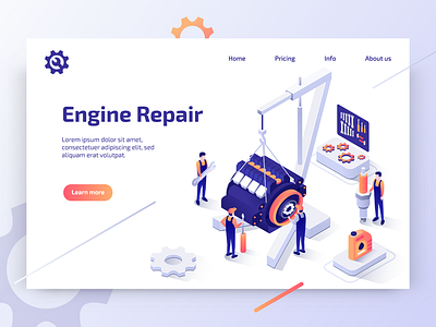 Car Repair Service 3d app banner car car repair design element flat illustration illustrator isomatric isometric design landing page service trend ui ux vector web website