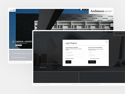 Archinews Website • UI Design & UX architecture editorial layout login magazine minimal photography sign in sign up typography ui ux