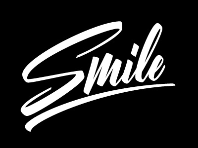 Smile Brush Lettering black and white brush lettering lettering letters script type typography