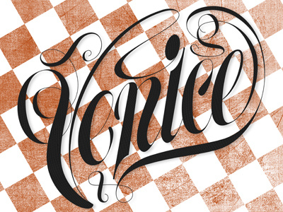 Venice checkered lettering poster design travel type typography