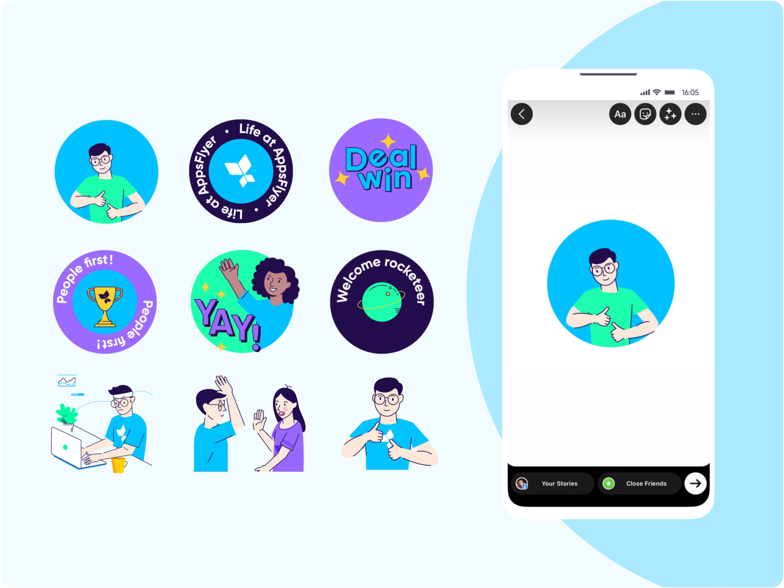 Instagram sticker pack by AppsFlyer on Dribbble
