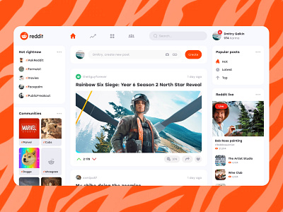Reddit social network home page clean creative dashboad dashboard ui dayliui design homepage memes network newsfeed reddit social network uxui uxuidesign web web interface