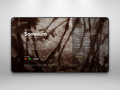 Somnium - Robert Rich, Album Page Concept dark grid interface layout music typography uiux vynil web design