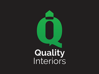 quality interiors / logo black branding design green i interiors logo logo design q