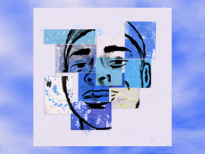 El Londo cover art album art blue chalk cover illustration mixed media portrait rough sketch texture