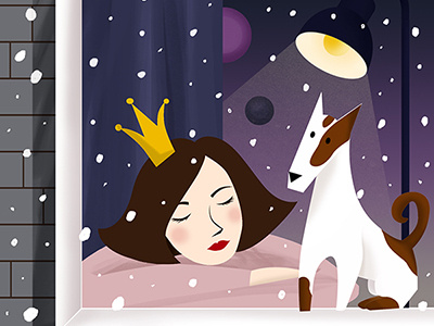 Winter illustration illustration winter dog night mood