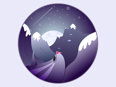 Cold Night Adventure Dribbble adventure cold debut graphic landscape myfirstshot night sketch tale