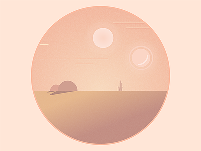 Tatooine flat illustration landscape star starwars wars