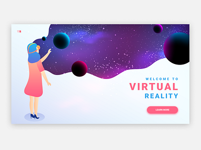 VR Landing Page digital figma illustration landingpage minimal planets ui ui ux design uiux ux vector virtualreality vr web