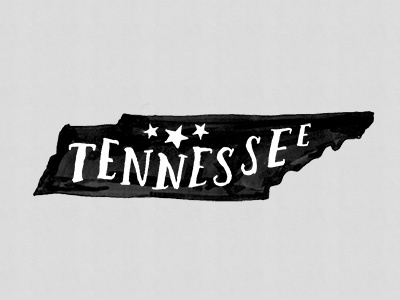 Tennessee geography hand illustration lettering stars state tennessee