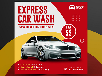 Car Wash Social Media Post a4 brochure a4 flyer banner branding brochure brochure design business car eash design illustration logo media banner post social media