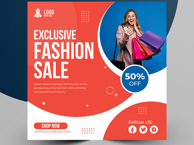 Fashion Sale Banner or Square Flyer for Social Media Post a4 brochure a4 flyer brochure brochure design business corporate brochure design illustration logo promotion banner ui