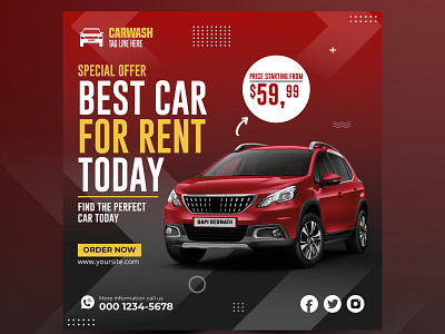 Car Rental Social Media Post a4 brochure a4 flyer branding brochure brochure design business car design illustration logo media post rental social