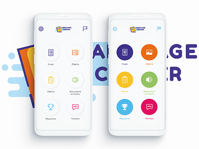 Language Corner App android app flat home icons ios language menu minimal mobile splash screen stroke