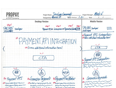 ProPay Developer Community Wireframe concept design design sketch wireframe