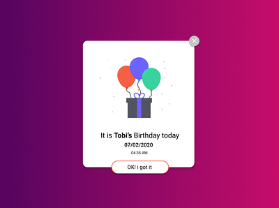 pop up birthday card cool dailyui design lagos nice nigeria pop popup reminder ui ui ux design ux