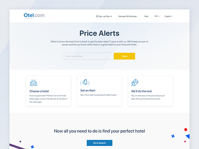 Otel.com - Price Drop alerts design illustration interface landing page otel.com price ui web web design