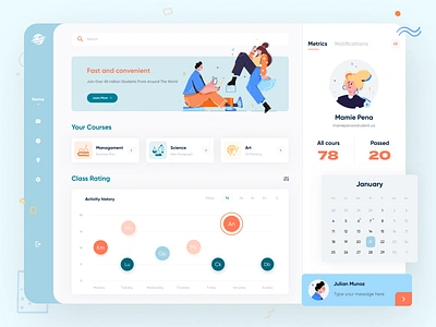 Online Courses Dashboard clean courses dashboard education illustration learning app minimal students ui