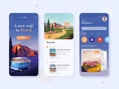 Travel App afterglow app clean illustration mobile mobile app tour tourism travel app traveling ui