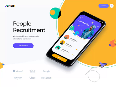 Communication Landing Page afterglow app clean illustration job job search landing minimal people recruiter recruiting ui website