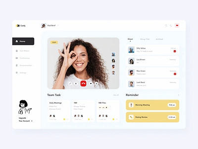 Confy Dashboard app call chat clean communication conference dashboard minimal video chat