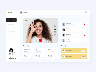 Confy Dashboard app call chat clean communication conference dashboard minimal video chat