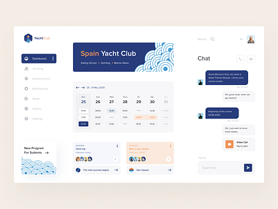 Spain Yacht Club Dashboard afterglow app booking clean clubbing collaboration dashboard minimal see service ui website yacht club